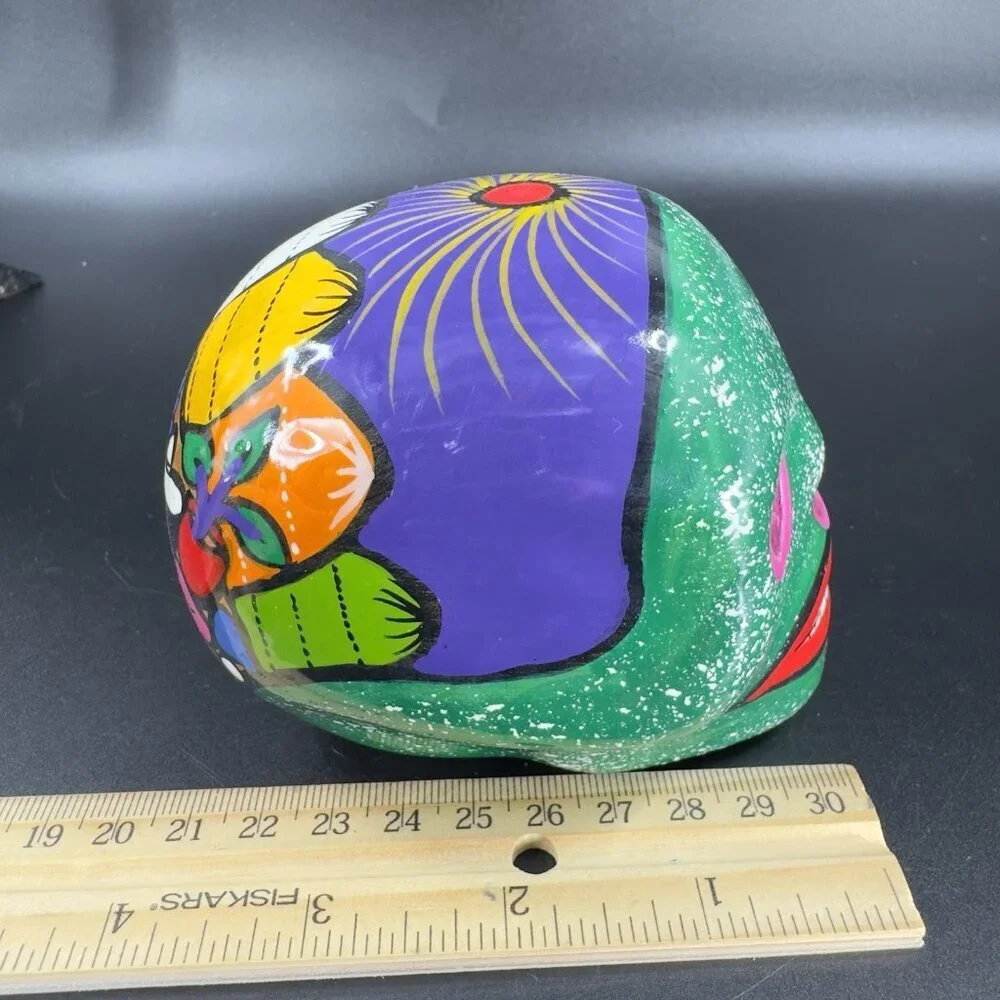 Mexican Pottery Day Of The Day‎ Skull Figurine Decor Hand Painted RedWare Figure
